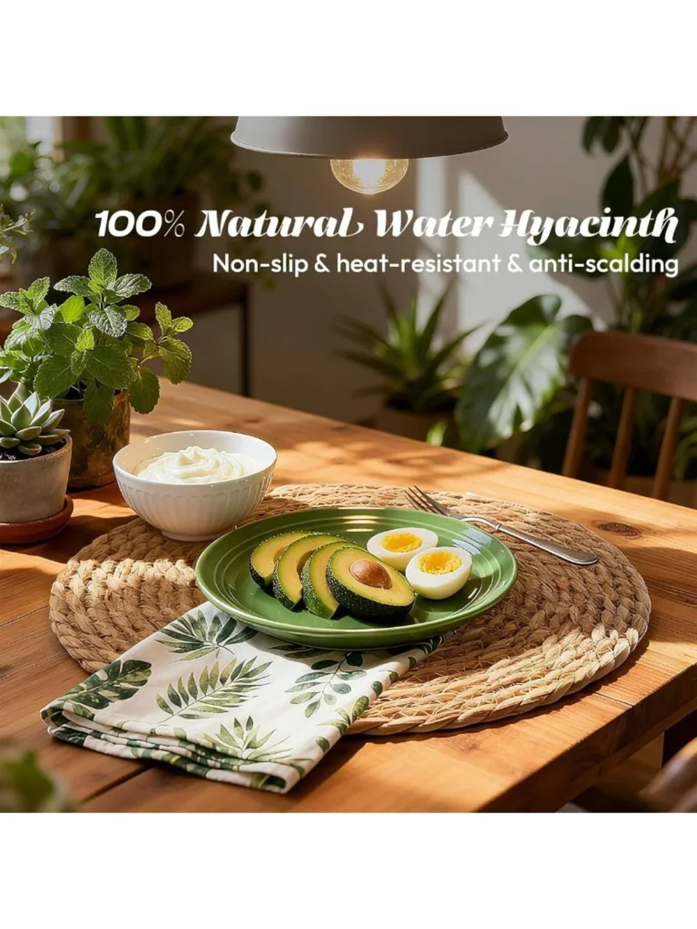 Set of 12 Round Woven Placemats, Boho Rustic Jute Chargers for Dining Table